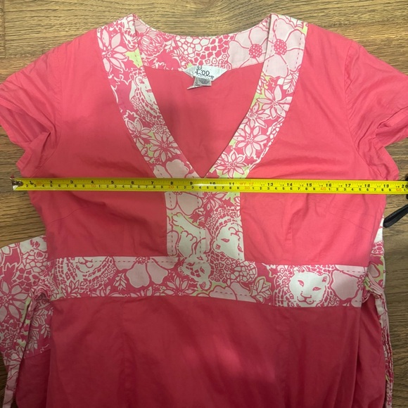 Lilly Pulitzer white label medium vintage Pink Floral Trim V-Neck Dress - Picture 10 of 16